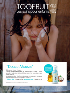 TOOFRUIT - Douce Mousse -my gentle face cleanser for kids-ma mousse nettoyante visage Ecocert certified organic