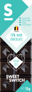 Chocolate 70% Dark 25 gr bar - Sugar Free - KETO