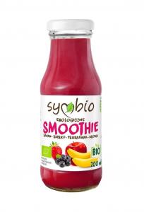 Organic smoothie banana-apple-strawberry-chokeberry 200 ml glass bottle