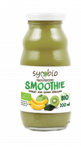 Organic smoothie apple-kiwi-banana-spiruline 200 ml glass bottle