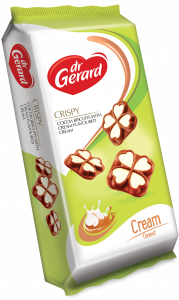 Crispy cocoa biscuits with cream flavoured cream