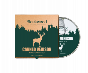 CANNED VENISON, meat chunks in jelly, canned, sterilized, 250g