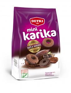 Mini rings half-coated with cocoa mass
