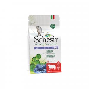 Schesir Dry Natural Selection ADULT/DELICATE RICH IN BEEF Complete and balanced dry food for adult cats