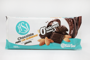 PURE CHOCOLATE WITH ALMONDS AND WITHOUT SUGAR