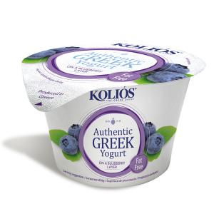Authentic Greek Yogurt 0% fat on a blueberry layer
