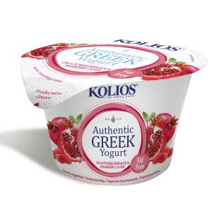 Authentic Greek Yogurt 0% fat on a pomegranate - raspberry layer