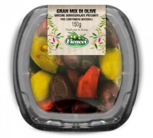 GREEK OLIVE MIX (PITTED) WITH CRUSHED CHILIES 150g