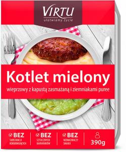 MINCE MEAT CUTLET WITH MASHED POTATOES AND FRIED CABBAGE