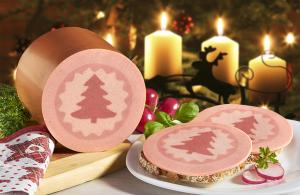 Happy Christmas cooked sausage