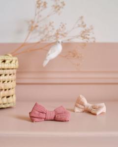 Lot de 2 élastiques nœud gaze de coton 2 cotton gauze elastic bows