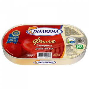 Mackerel fillets in tomato sauce 180g Diavena