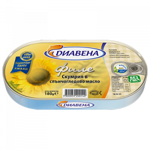 Mackerel fillets in sunflower oil 180g Diavena