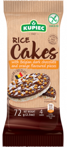 Rice cakes with Belgian dark chocolate and orange flavoured pieces 72g (Copy)