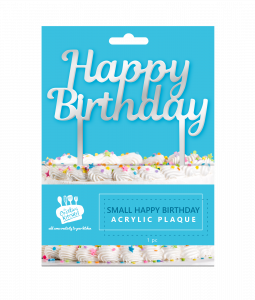 Creative Kitchen Happy Birthday Acrylic Plaque Small Silver