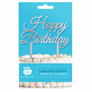 Creative Kitchen Happy Birthday Acrylic Plaque Large Silver