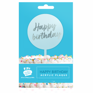 Creative Kitchen Happy Birthday Acrylic Plaque Round Silver