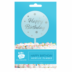 Creative Kitchen Happy Birthday Acrylic Plaque Round Silver Spot