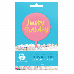 Creative Kitchen Happy Birthday Acrylic Plaque Round Pink