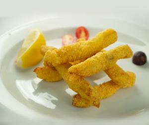 Swordfish stripes in corn crust