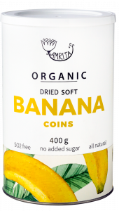 Organic Dried Soft Banana Coins AMRITA, 400 g