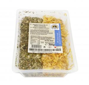 Goat´s milk cheese rolls mix with blossoms and herbs