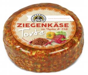 Goat`s milk cheese tart with pepper and chilli