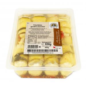 Fresh cheese rolled in zucchini