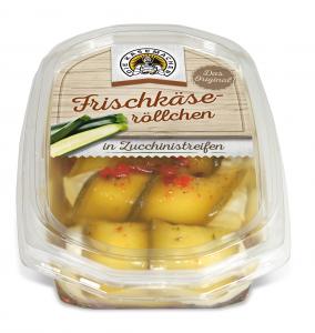 Fresh cheese rolled in zucchini