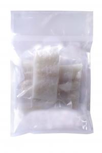 Raw cod portions with skin