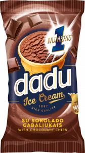 chocolate ice cream with chocolate chips in a wafer cup, 120ml