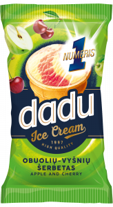 apple and cherry taste sorbet in a wafer cup, 120ml