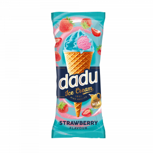 Strawberry flavoured ice cream glazed with  „tutti frutti“ flavoured glaze, 150ml