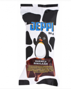 Jeppi glazed curd snack with chocolate filling