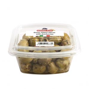 Green Pitted Olives with Anchovies