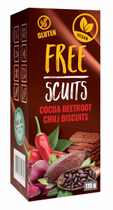 FreeScuits gluten free cocoa-beetroot-chili biscuits with sweetener