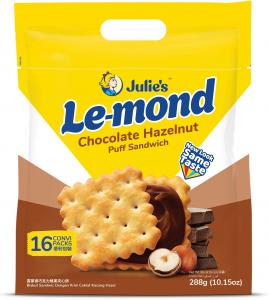 JULIE'S LE-MOND CHOC HAZELNUT SANDWICH BISCUIT