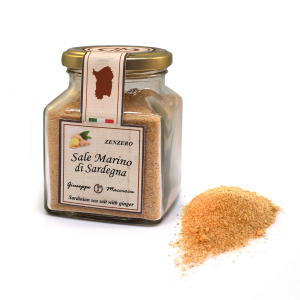 Sardinia sea salt with ginger 210gr Jar with metal cap -made in italy- flavored italian sea salt