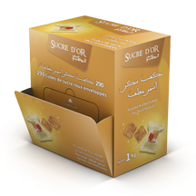 Brown wrapped sugar cubes