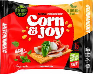 EXTRUDED GLUTEN FREE CRACKERBREAD WITH BASIL AND TOMATO