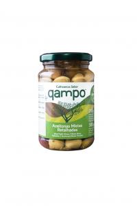 QAMPO GREEN PITTED OLIVES 160G