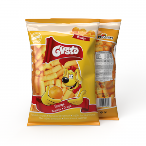 GUSTO CORN PUFFS WITH ORANGE FLAVOUR 80G