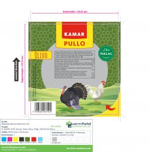 Sliced chicken product of mechanically separatedmeat (chicken,turkey) with chicken meat and olives Cal.107