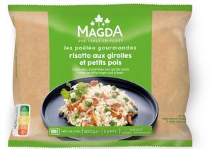 Creamy rice with chanterelles and peas