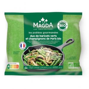 organic green beans and white mushrooms