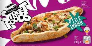 Oval Flatbread with chicken Döner sliced meat ; Pide of 180g/pc