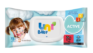 Uni Baby Active Wet Wipes 72 Pieces