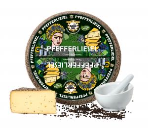 Baldauf Pepper Liesel- semi-hard cheese, natural rind with black pepper, edible