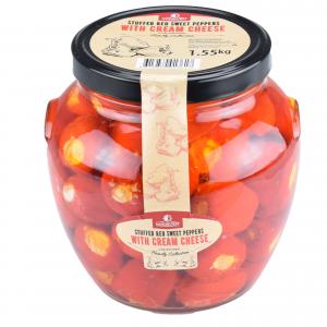 Sweet peppers stuffed with cream cheese