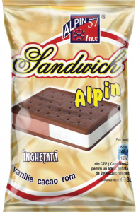 ALPIN SANDWICH CHOCOLATE and VANILLA ice cream with rum and chocolate biscuits